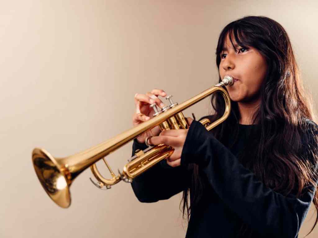 Trumpet student in band classes