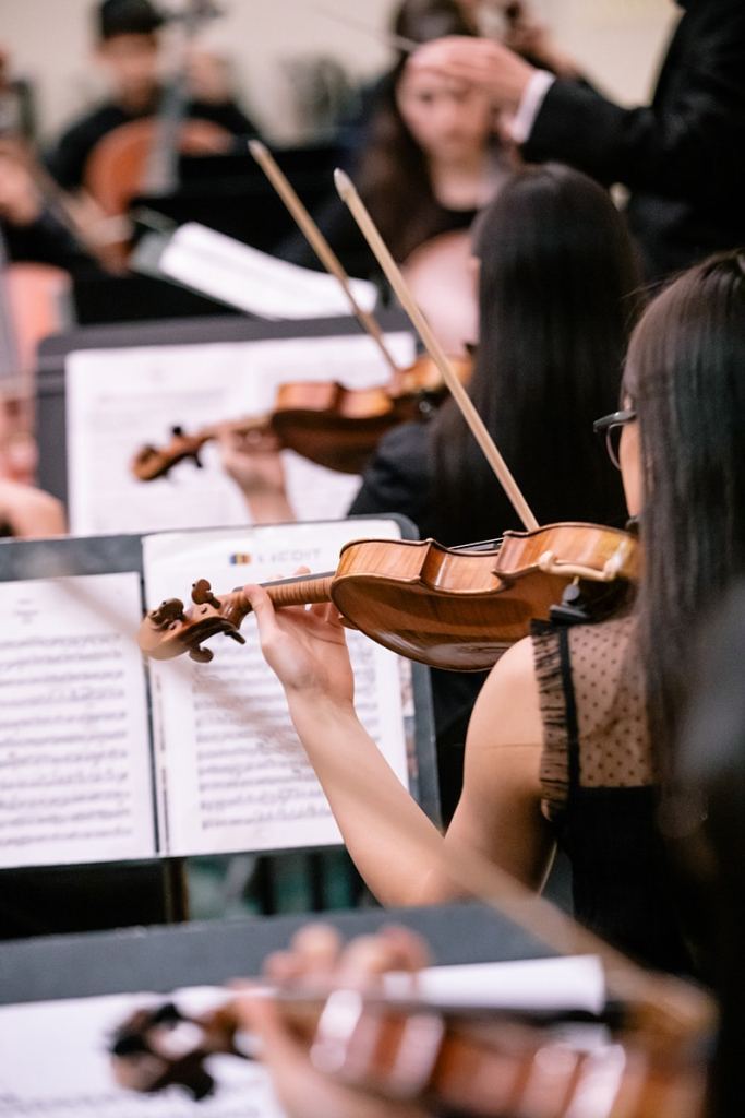 String players in action during a performance