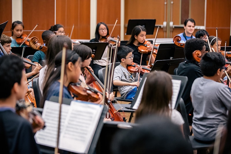 strings ensemble during a rehearsal