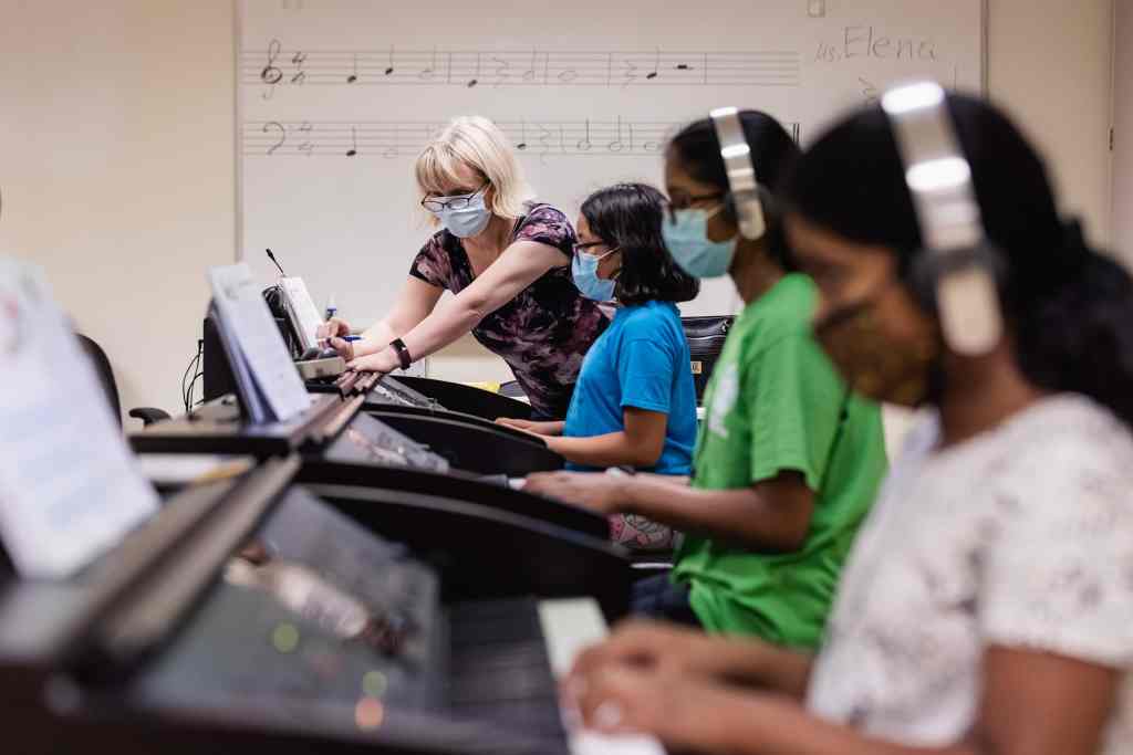 Piano class with their instructor