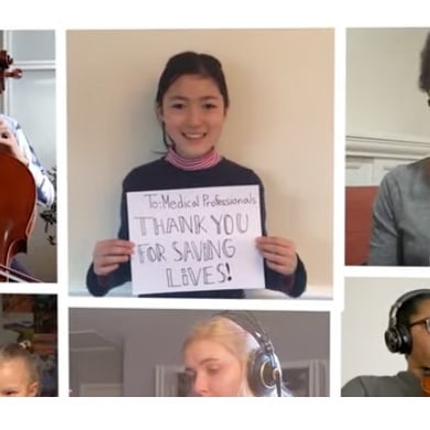 Philharmonic and strings orchestra perform for essential workers