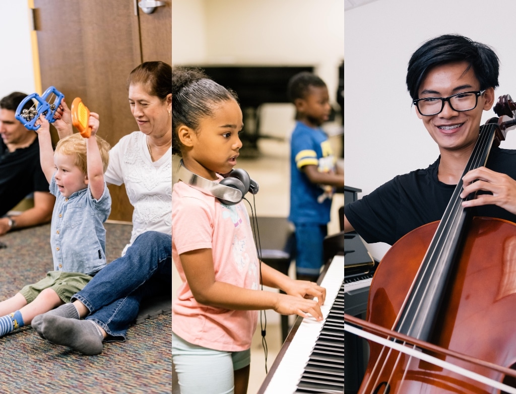 Kids of all ages learning music in different programs at Merit School of Music