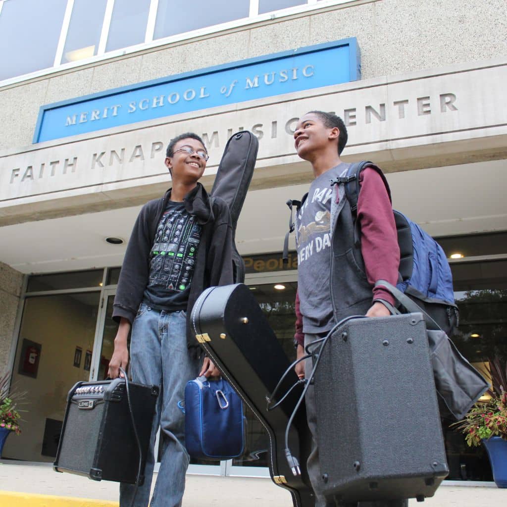 Merit students outside in Chicago's West Loop