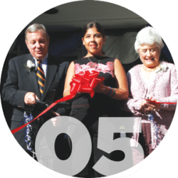 Celebration and ribbon-cutting ceremony when Merit moved to the Joy Faith Knapp Music center in 2005