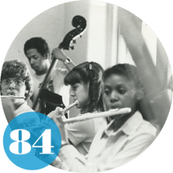 Merit students in an ensemble rehearsal in the 1980s